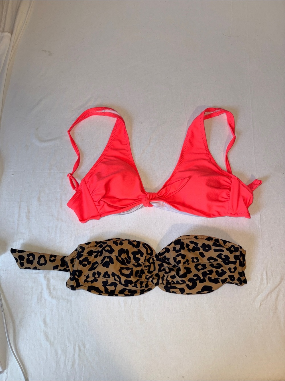 Neon Pink & Leopard Print Women’s Bikini Tops